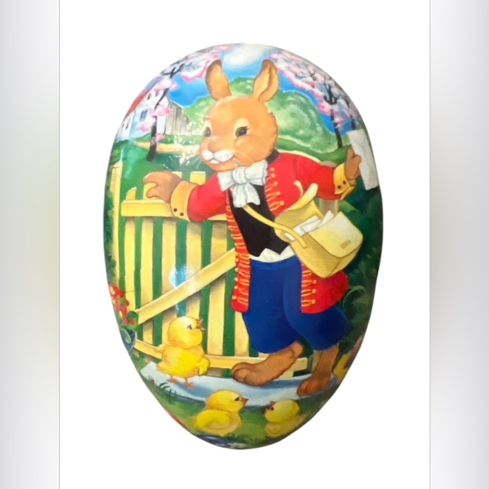 Nestler Germany Paper Mache Easter Egg Container 5” Bunny and Chicks